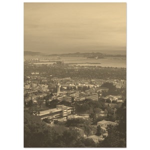 Vintage Berkeley Californië reizen poster print kunst aan de muur | Retro Berkeley Town Home Decor | De Kust van Berkeley USA Print Verticale Sepia Foto