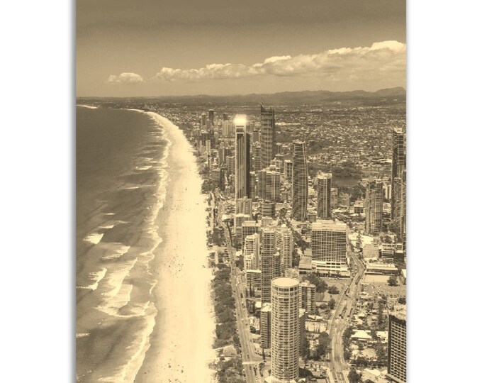 Vintage Sunshine Coast Poster Australia Print | Retro Sunshine Coast Sepia Photo Gift | Sunshine Coast Wall Art Home Decor | Vertical Poster