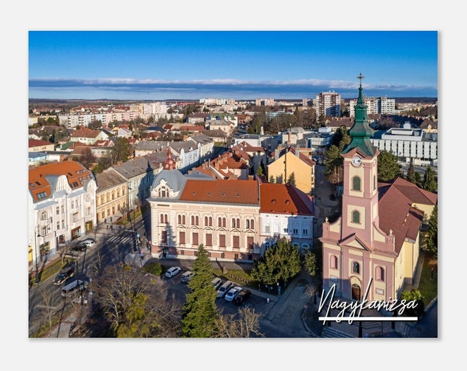 Nagykanizsa Hungary Travel Poster Wall Art | Nagykanizsa Church Home Decor | Nagykanizsa Town Print Skyline | Nagykanizsa Hangings Photo Art