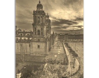 Mexico City Poster Vintage Print | Retro Mexico City Sepia Photo Gift | Mexico City Wall Art Home Decor | Vertical Travel City Souvenir