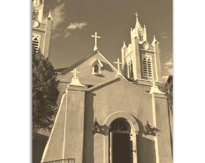 Vintage San Felipe Mexico Poster Church Print | Retro Black White Sepia Mexican Photo Gift | Wall Art Home Decor | Vertical Travel Poster