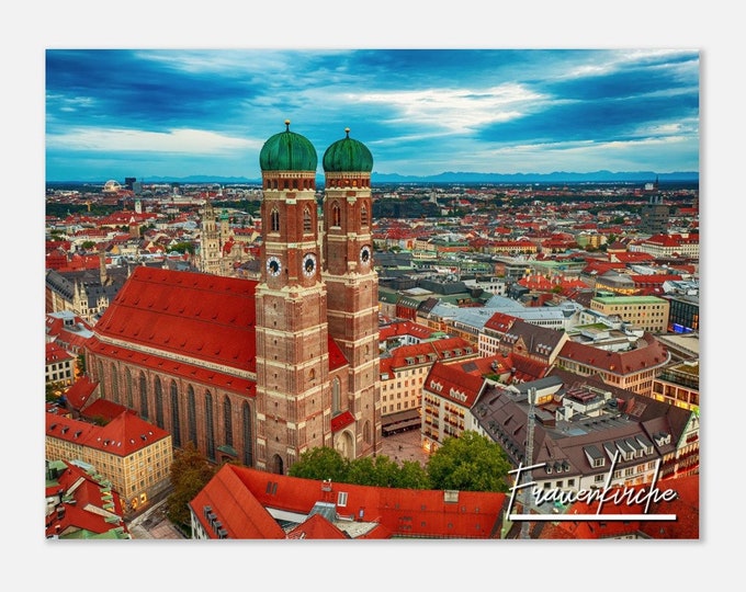Frauenkirche Germany Travel Poster Wall Art | Frauenkirche Munich Home Decor | Frauenkirche Cathedral Print | Frauenkirche Horizontal Photo