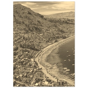 Vintage La Paz Bolivia Poster | Retro La Paz Coast Sepia Print | La Paz Cityscape Wall Art Home Decor | Vertical La Paz Town Travel Photo