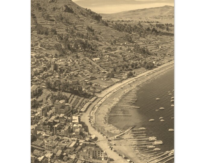 Vintage La Paz Bolivia Poster | Retro La Paz Coast Sepia Print | La Paz Cityscape Wall Art Home Decor | Vertical La Paz Town Travel Photo
