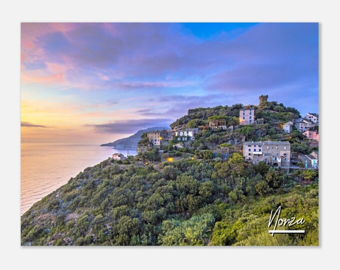 Nonza France Travel Poster Wall Art | Nonza Mountain Village Home Decor | Nonza Sea Cap Corse Print | Nonza Horizontal | Nonza Hanging Photo