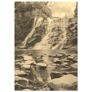 Vintage Ithaca New York Travel Poster Print Wall Art | Retro Ithaca Home Decor | Ithaca Waterfalls Print Vertical | Ithaca Sepia Photo Gift