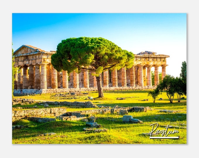 Paestum Italy Poster Wall Art | Paestum Archaeological Temples Home Decor | Paestum Print Art | Paestum Ancient Ruin | Paestum Travel Photo