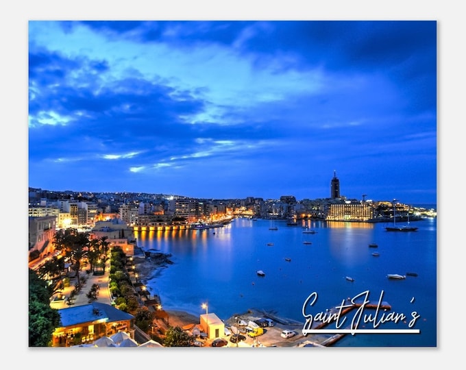 Saint Julian's Poster Print Malta Wall  Art | Saint Julian's Skyline Home Decor | Saint Julian's Coastal | Saint Julian's Travel Photo Gift