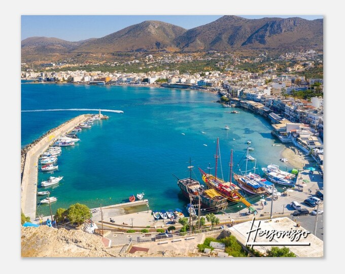 Hersonissos Crete Poster Wall Art | Hersonissos Home Decor | Hersonissos Digital Art | Hersonissos Coastline | Hersonissos Town Travel Photo