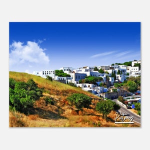 Patmos Grecia cartel impresión arte de la pared / Patmos Mount Home Decor / Patmos Cityscape Impresión digital horizontal / Patmos colgantes foto de viaje