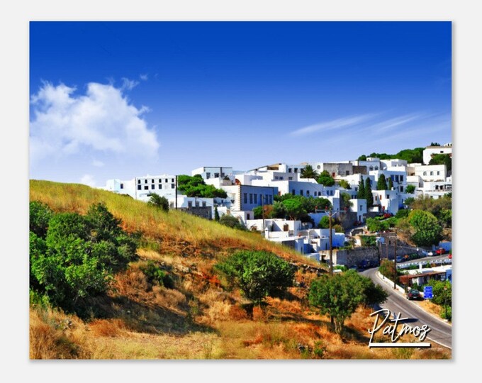 Patmos Greece Poster Print Wall Art | Patmos Mount Home Decor | Patmos Cityscape Digital Print Horizontal | Patmos Hangings Travel Photo