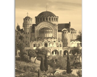 Vintage Thessaloniki Greece Poster Print | Retro Thessaloniki Black White Sepia Photo Gift | Thessaloniki Wall Art Decor Vertical Poster