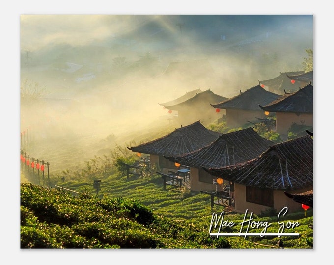 Mae Hong Son Thailand Travel Poster Wall Art | Mae Hong Son Home Decor | Mae Hong Son Ban Rak Thai Print | Mae Hong Son Horizontal Photo