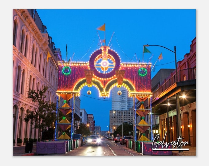 Historical Galveston Texas Downtown Poster Print Wall Art | Galveston Cityscape Home Decor Gift | Galveston TX Horizontal Travel Photo Print