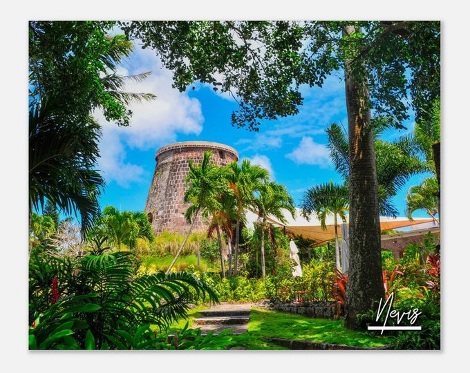 Nevis Island Saint Kitts and Nevis Travel Poster Wall Art | Nevis Caribbean Landscape Print | Nevis Tropical Skyline Hangings Photo Present