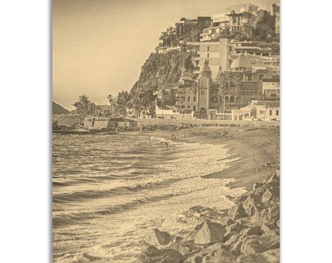 Mazatlan Mexico Poster Vintage Print | Retro Mazatlan Sepia Photo Gift | Beach Wall Art Home Decor | Vertical Mazatlan Travel City Photo