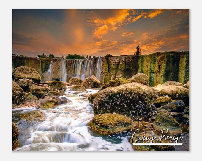 Curug Parigi Waterfall Bekasi Indonesia Travel Poster Wall Art | Curug Parigi Home Decor | Curug Parigi Sunset Art | Indonesia Hanging Photo