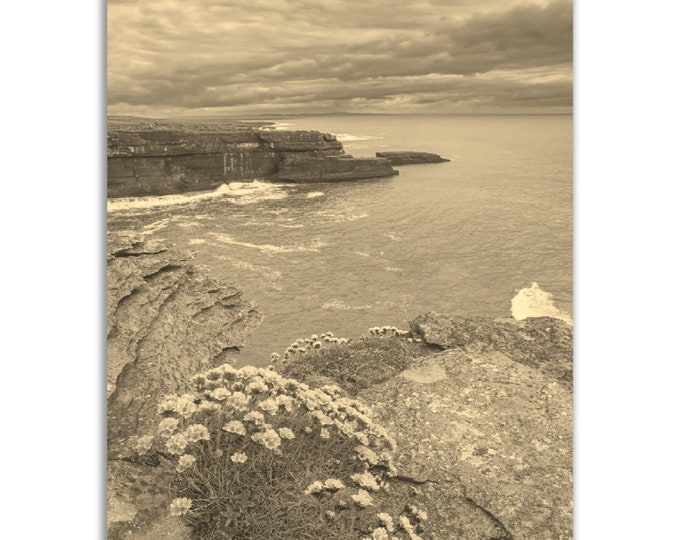 Galway Ireland Poster Vintage Print | Retro Irish Coast Sepia Photo Gift | Galway Wall Art Home Decor | Vertical Galway Travel Photo Poster