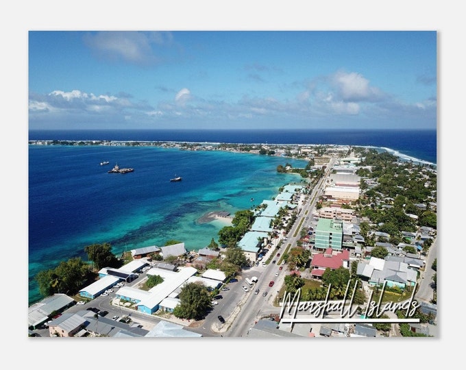 Marshall Islands Micronesia Poster Wall Art | Majuro Atoll Skyline Home Decor | Ocean Digital Print Horizontal Hangings Travel Photo Present