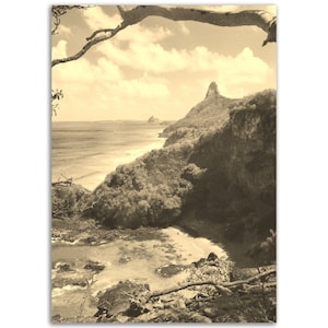Vintage Fernando de Noronha Poster Brazil Print | Retro Sepia Photo Gift | Fernando de Noronha Wall Art Home Decor | Vertical Travel Poster