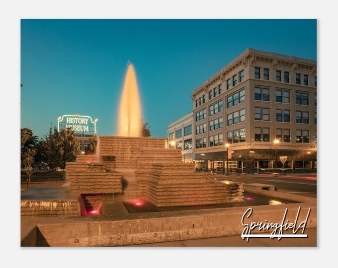 Springfield Missouri Night Cityscape Poster Print Wall Art | Springfield Home Decor Gift MO USA Prints Collectibles Horizontal Travel Photo