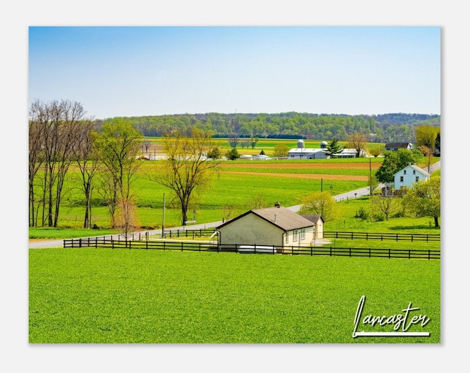 Lancaster Pennsylvania Poster Print Wall Art | Lancaster Skyline Country Farm Home Decor Hanging | Lancaster Field Horizontal Travel Photo