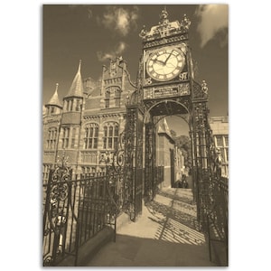 Chester Poster England Vintage Print | Retro Chester Sepia Photo Gift | Chester Wall Art Home Decor | Vertical Chester Travel City Souvenir
