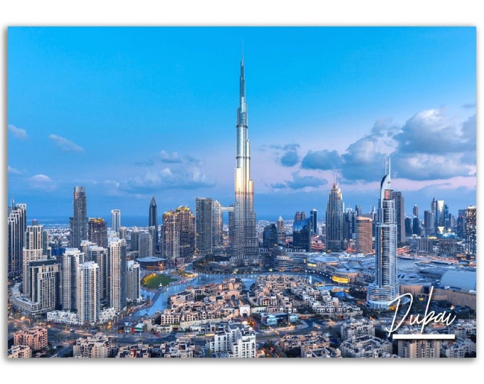 Dubai Poster Print United Arab Emirates Wall Art | Dubai Photo Burj Khalifa Home Decor | Dubai Travel Gift | Dubai Horizontal Photography