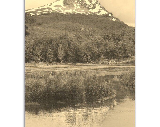 Ushuaia Argentina Poster Vintage Print | Retro Mountain Sepia Photo Gift | Nature Wall Art Home Decor | Vertical Ushuaia Travel Poster Print