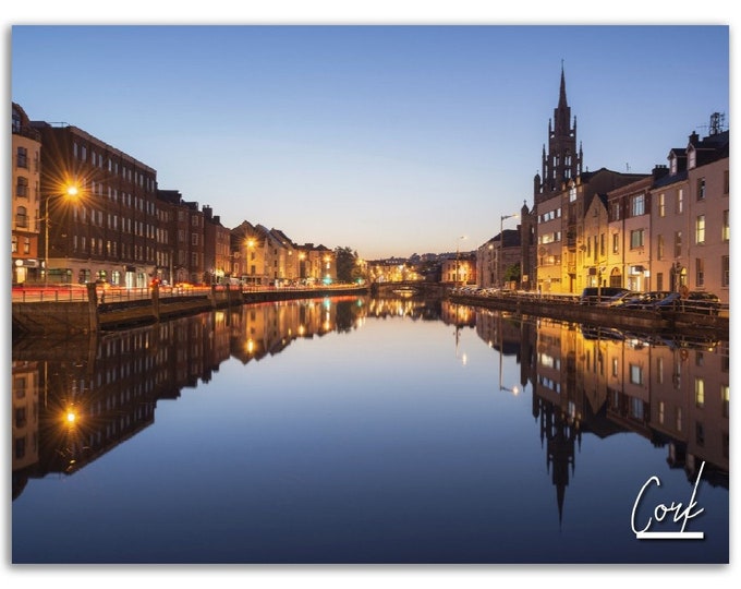 Cork Poster Print Ireland Wall Art | Cork Photo Irish Home Decoration | Cork Night Cityscape Travel Xmas Gift | Cork Horizontal Photography