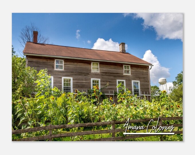 Amana Colonies Iowa Poster Print Wall Art | Countryside Farm Home Decor Gift Sunflower Prints | Amana Colonies IA US Horizontal Travel Photo