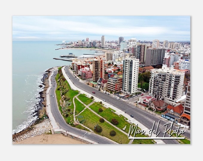 Mar del Plata Argentina Travel Poster Wall Art | Mar del Plata Coast Cityscape Home Decor | Mar del Plata Paseo Davila Road Print   Photo