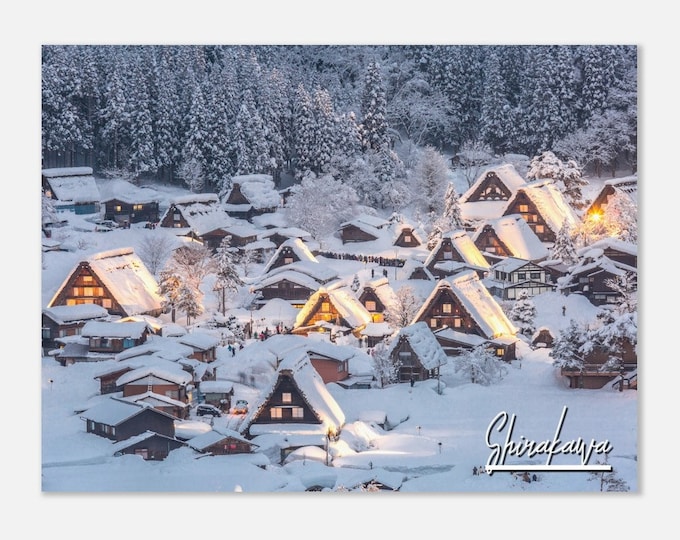 Shirakawa Japan Poster Wall Art | Shirakawa Village Home Decor | Shirakawa Print Art | Shirakawa Winter Horizontal | Shirakawa Travel Photo