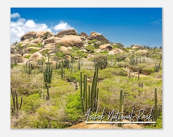 Arikok National Park Aruba Poster: Ayo Rock & Cacti Print