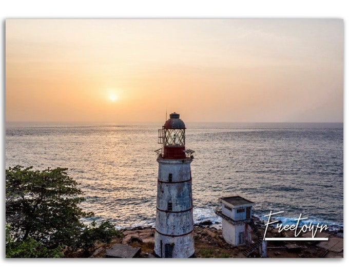 Freetown Poster Print Sierra Leone Wall Art | Freetown Sunset Lighthouse Photo Africa Home Decor | Freetown Travel Gift Art Horizontal Photo