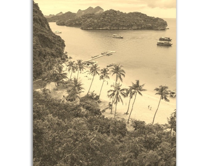 Koh Samui Poster Thailand Vintage Print | Retro Koh Samui Sepia Photo Gift | Koh Samui Wall Art Thai Home Decor | Vertical Koh Samui Print