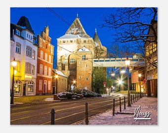 Neuss Germany Travel Poster: Historical City Gate Digital Print