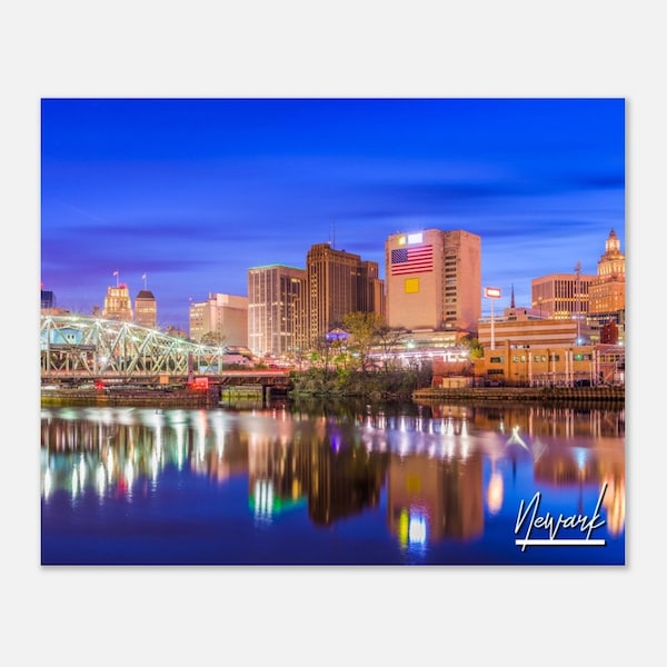 Newark New Jersey Poster Print Wall Art | Newark Cityscape Skyline Home Decor Gift Hanging | Newark New Jersey Horizontal Travel Photo Print