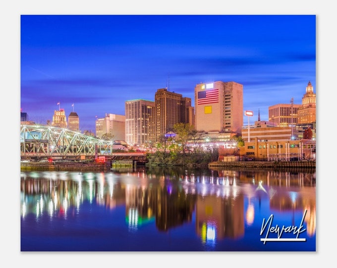Newark New Jersey Poster Print Wall Art | Newark Cityscape Skyline Home Decor Gift Hanging | Newark New Jersey Horizontal Travel Photo Print