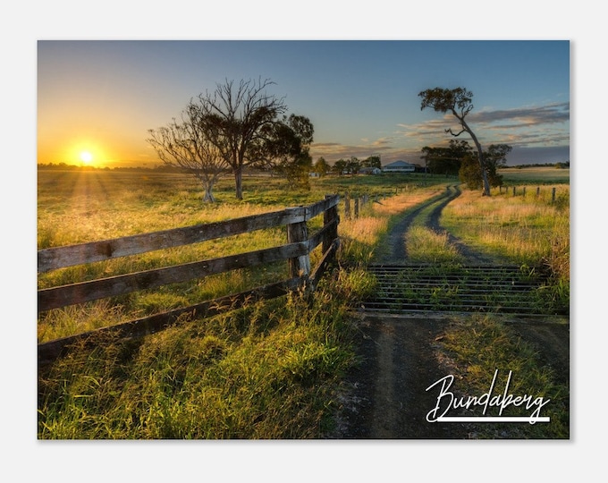 Bundaberg Australia Poster Wall Art | Bundaberg Home Decor | Bundaberg Farmland Sunshine Print Horizontal | Bundaberg Travel Photo Present