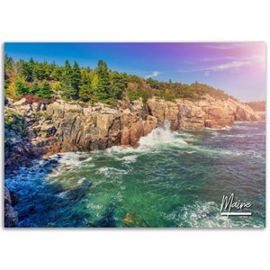 Maine Poster Print Rocky Coast Wall Art | Maine Photo Nature Home Decoration | Maine Traveler Birthday Gift | Maine Horizontal Photography