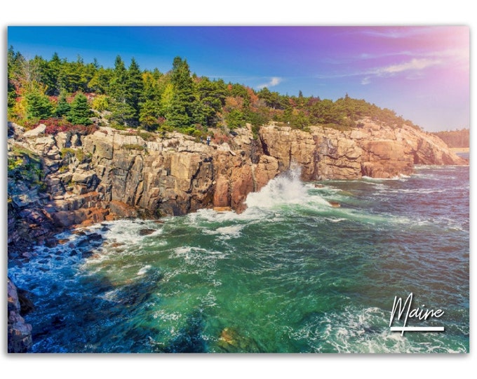 Maine Poster Print Rocky Coast Wall Art | Maine Photo Nature Home Decoration | Maine Traveler Birthday Gift | Maine Horizontal Photography