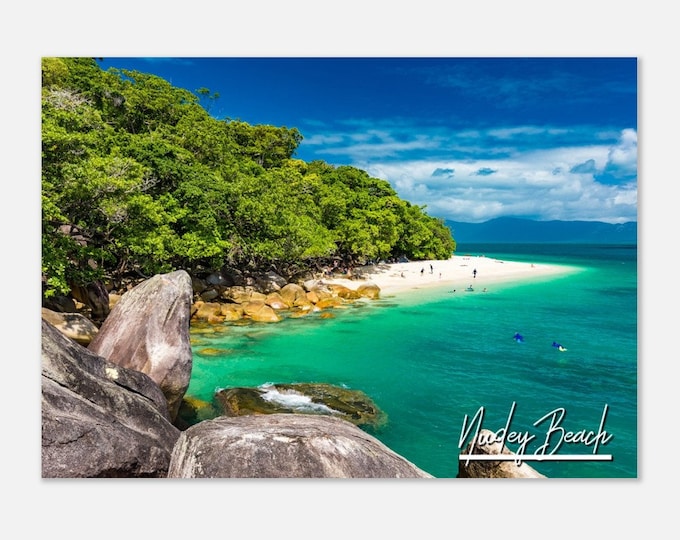 Nudey Beach Australia Travel Poster Wall Art | Nudey Beach Home Decor Fitzroy Island Print | Nudey Beach Barrier Reef Turquoise Water Photo