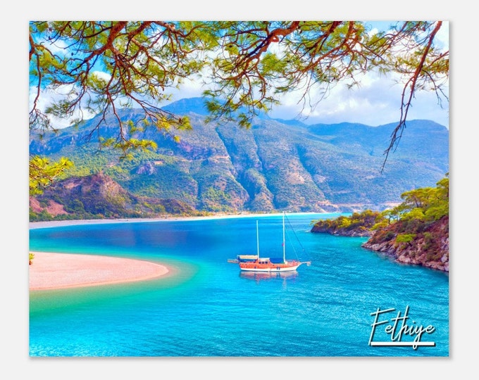 Fethiye Turkey Poster Print Wall Art | Fethiye Home Decor | Fethiye Boat Print | Fethiye Coastal Art | Fethiye Hangings Travel Photo Present