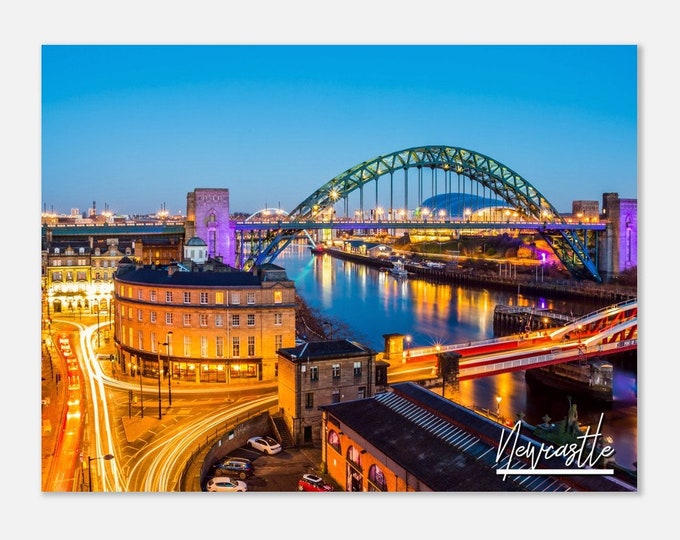 Newcastle England UK Cityscape Skyline Poster Print Wall Art | Newcastle Home Decor | Newcastle Print Collectible Hanging Travel Photo Print