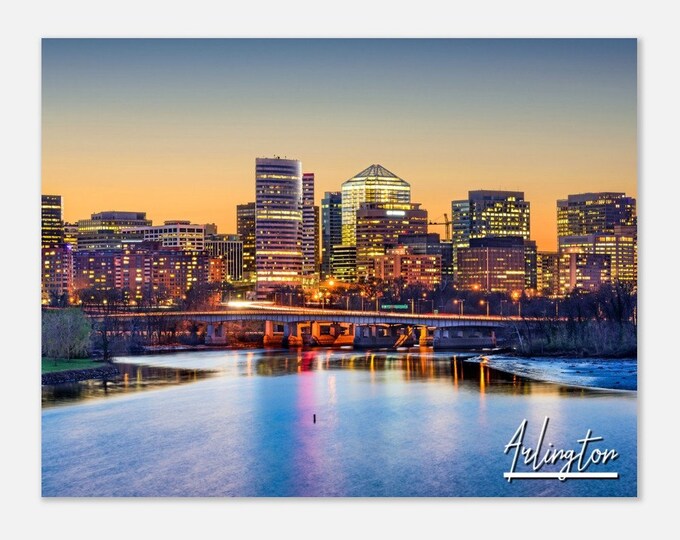 Arlington Virginia Poster Print Wall Art | Arlington Skyline Cityscape Home Decor Gift Print Collectible | Arlington Horizontal Travel Photo