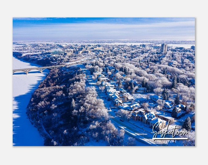 Saskatoon Canada Poster Print Wall Art | Saskatoon Home Decor | Saskatoon Winter Print | Saskatoon Skyline Town Hanging Travel Photo Gift