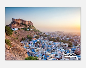 Jodhpur India Print: Blue City Night View Wall Art