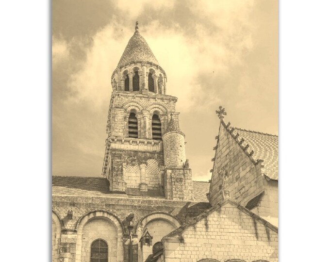 Poitiers France Poster Vintage Print | Retro Poitiers Sepia Photo Gift | Poitiers Wall Art Home Decor Vertical Poitiers Travel City Souvenir