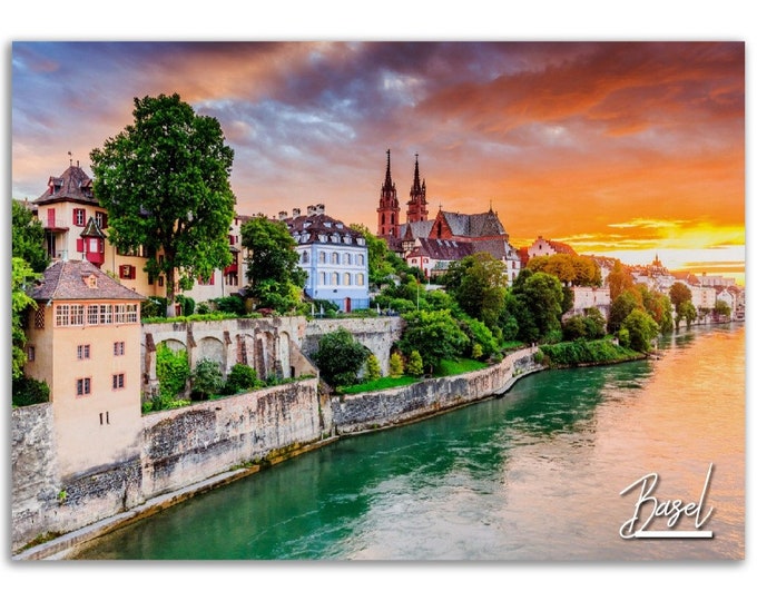 Basel Poster Print Switzerland Wall Art | Basel River City Photo Swiss Home Decoration | Basel Traveler Gift | Basel Horizontal Photography